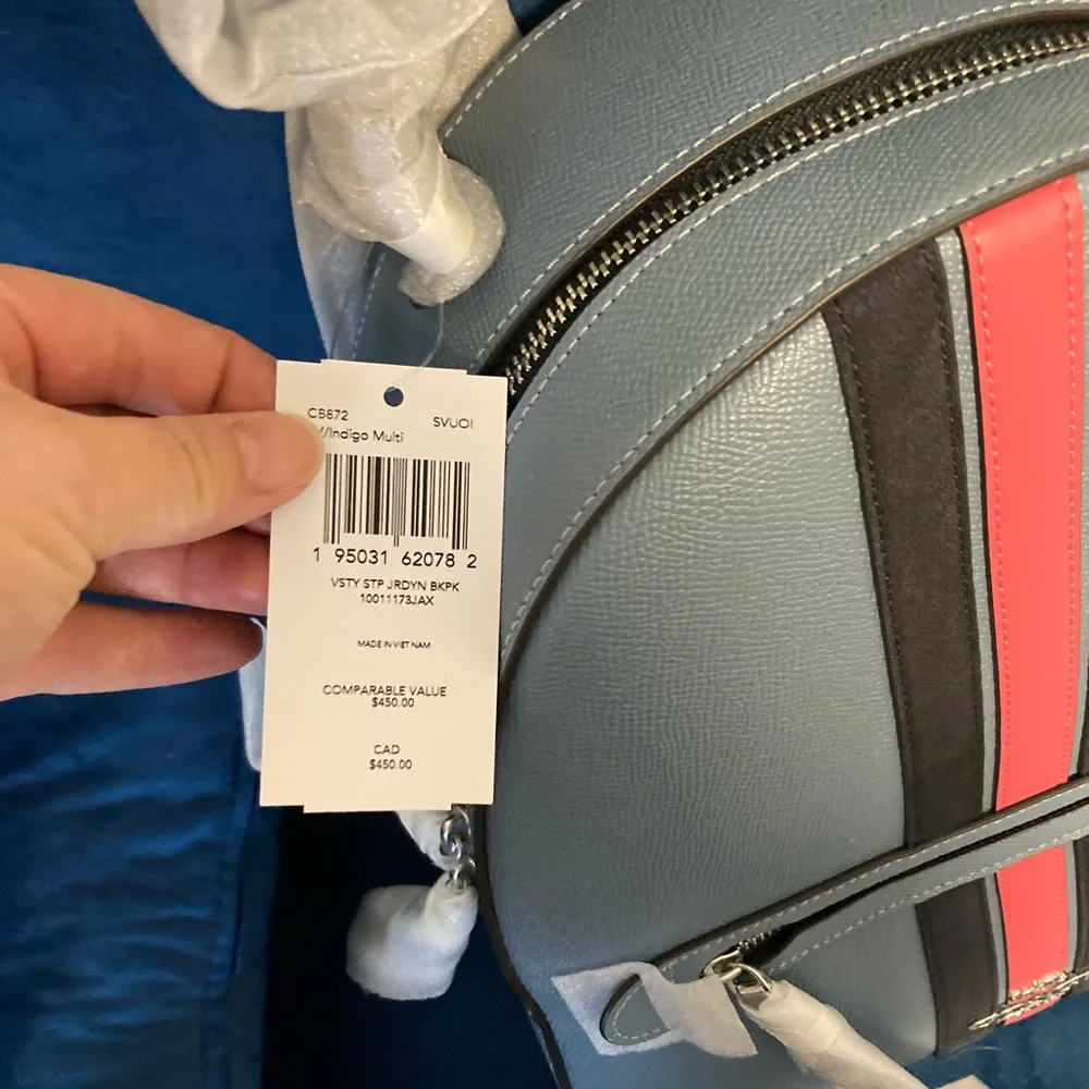 NWT COACH JORDYN BACKPACK WITH VARSITY STRIPE